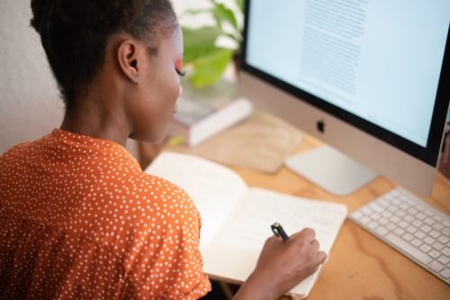 woman working laptop