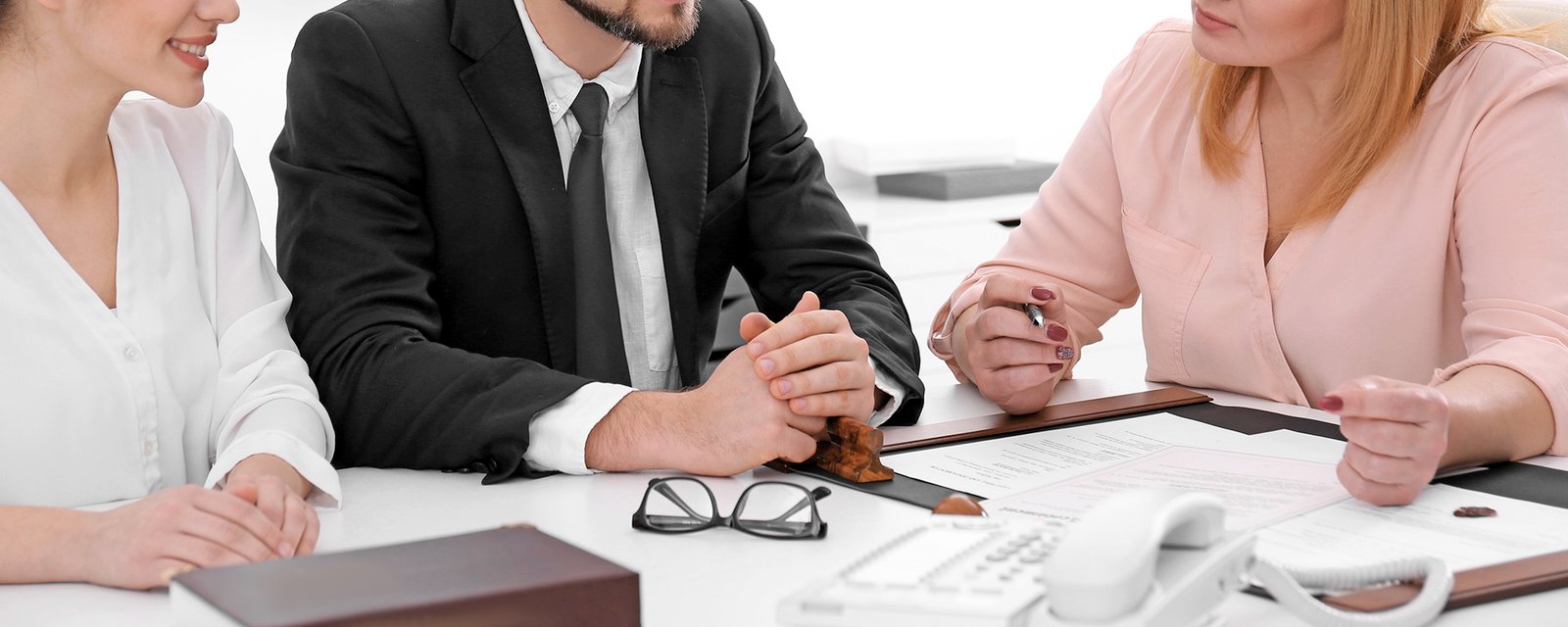 Young couple at notary public office